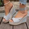 Women'S Summer Wedge Sandals - & Braided Platform Shoes with Adjustable Buckle Strap, Open-Toe Design, Comfortable Fabric Upper & Rubber Sole