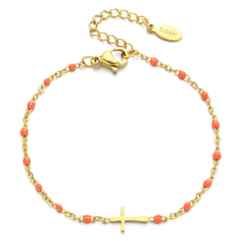 

ZMZY Girls Boho Thin Chain Stainless Steel Bracelets For Women Gold Color Peach Pink Cross Charm Beautiful Gift оранжевый