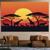 A 2D Flat Item 1 Piece. Its Feature Is the Silhouette of African Grassland Animals At Sunset.