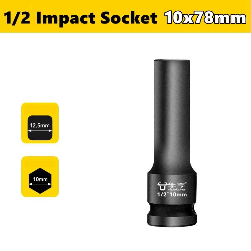 8-28mm Impact Wrench Socket Square Driver Head 1/2" Impact Socket Lengthed Adapter Wrench Head Hexagon Electrical Wrench Socket
