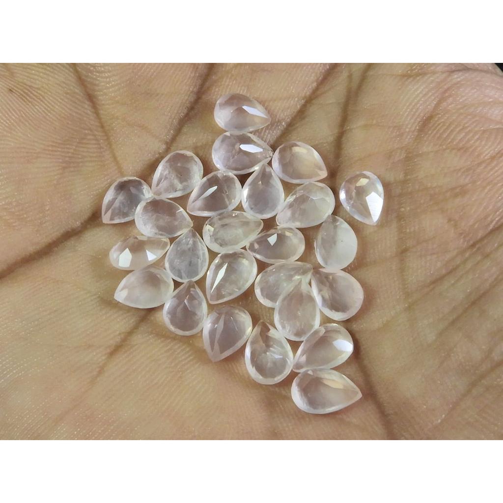 5X7MM Natural Rose Quartz Cut Pear Cabochon Loose Gemstone 25Pcs Lot 19Cts. A-343