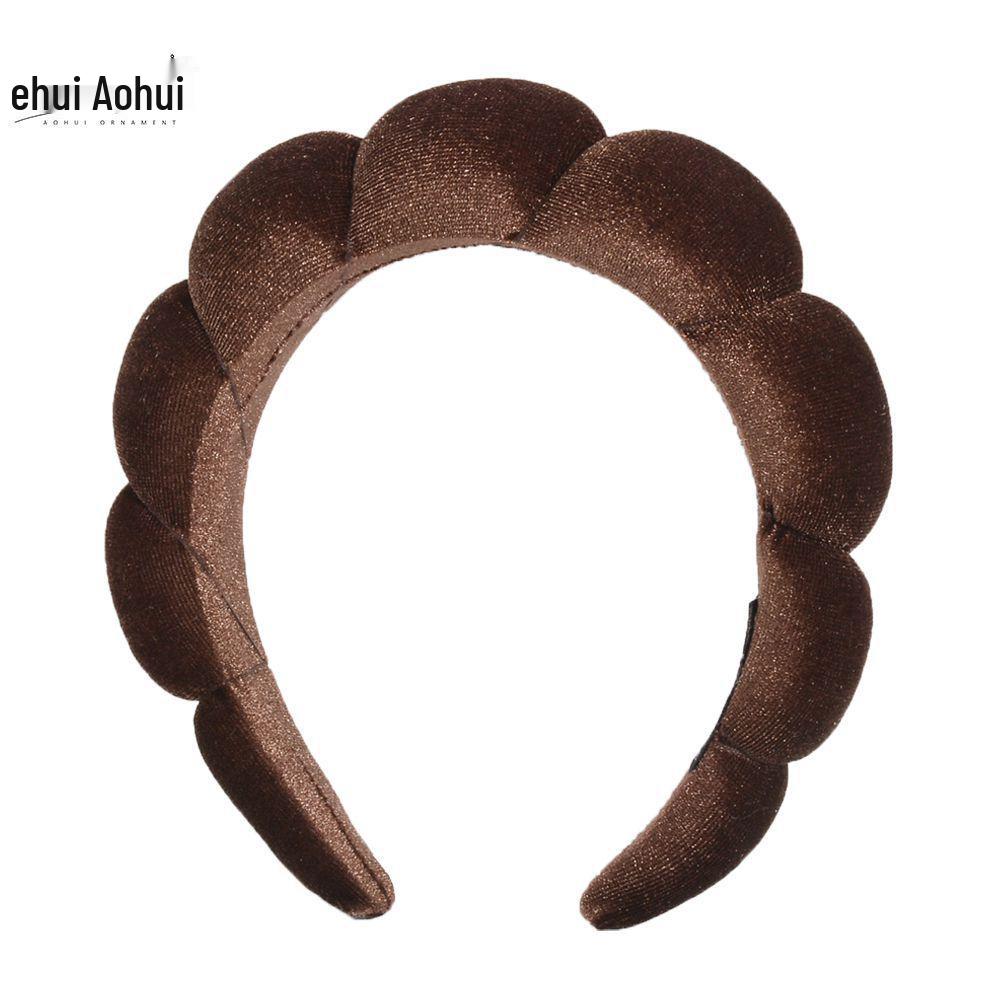 Gold Velvet Spa Headband & Wristband Set for Face Washing & Makeup