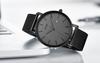 Men's Ultra-Thin Quartz Analog Watch with Date Calendar and Milanese Mesh Band - Dark Gray