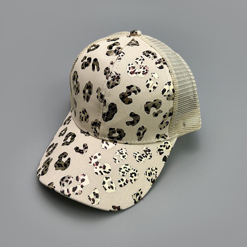 Cross Ponytail Bronzing Print Leopard Print Baseball Cap Women'S Fashion Sunshade Breathable Cap