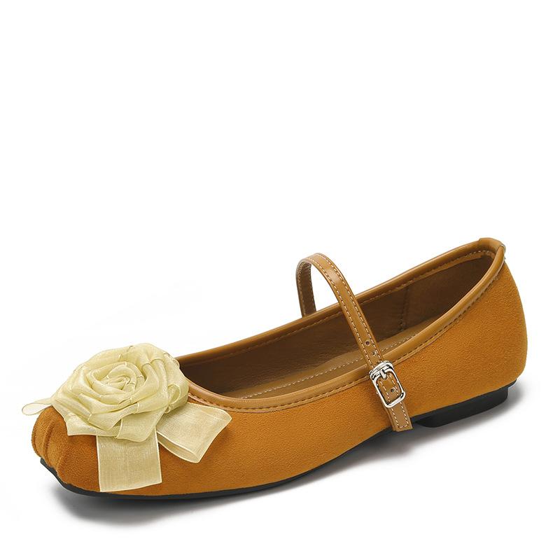 

Модные кружевные туфли-балетки с цветочной пряжкой, женские, лолита, удобные мэри джейнс, женские, с квадратным носком, для платья, офисные лоферы, женские, балетки 35 коричневый