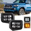 Fit For 2016-2022 Toyota Tacoma 4-Eyes Style DRL LED Fog Lights Turn Signal Lamp