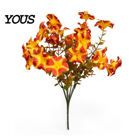 Maintenance Free Fake Greenery Artificial Morning Glory Flower Bouquet, Realistic Plastic Floral Arrangement Decorative Plants for Vases Home