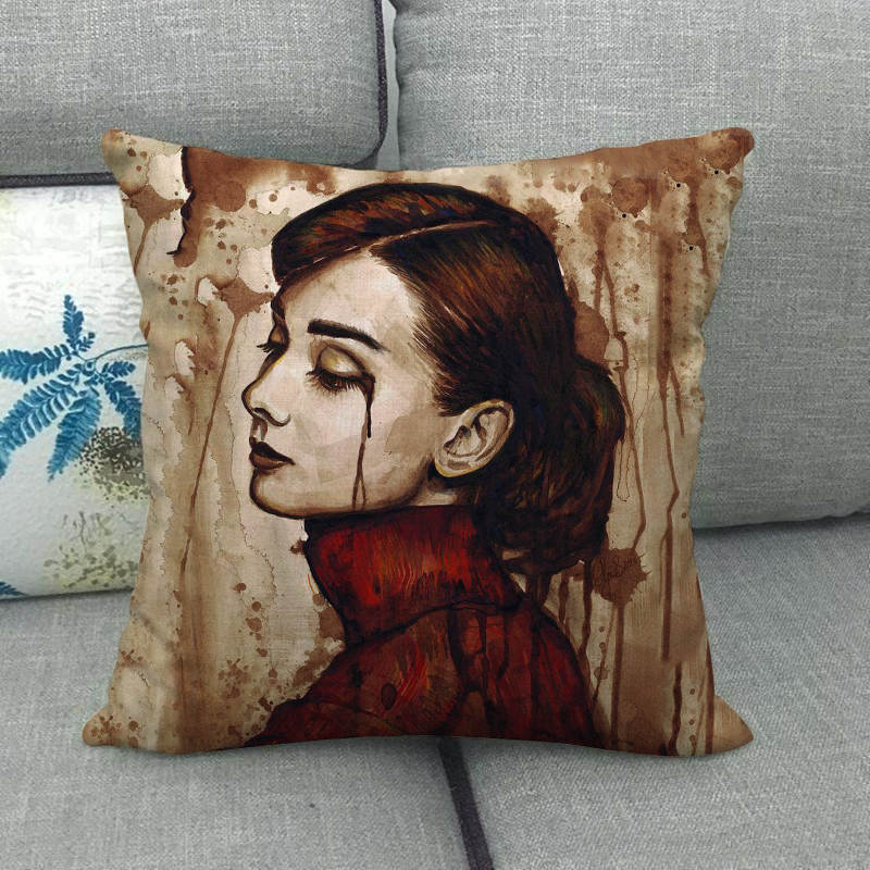Portrait Oil Painting Of A Celebrity Digital Printing Short Plush Pillow Covers For Car Sofa Office Cushion Cover Home Goods