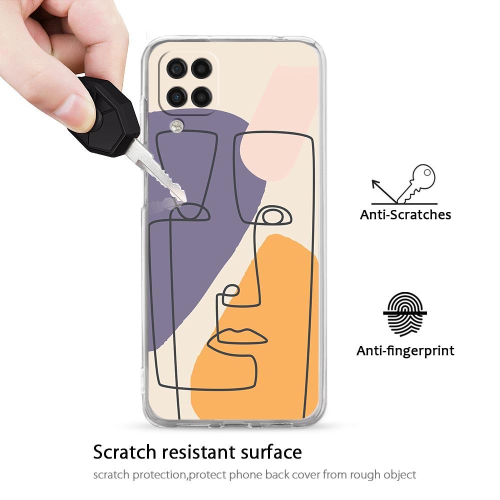 Phone Case for Samsung Galaxy A13 A51 A71 A21S A12 A31 A52 A41 A23 A53 A73 A32 5G A03S Cover Couples Flower One Line Wall Art