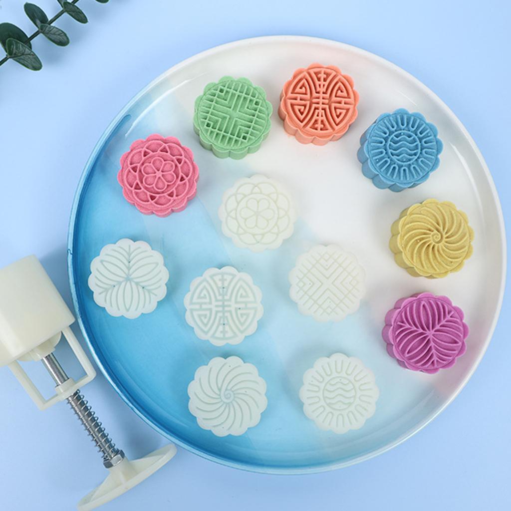 Mooncake Stamps DIY Mooncake Molds Plastic Mooncake Tool Hand Pressure Plastic Material Baking Accessories for Kitchen