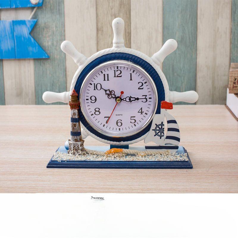 

Средиземноморский Морской Штурвал Часы Украшение Настольные Часы Деревянные Часы Украшения Размещение Гостиная Бесшумные Часы для Спальни Часы