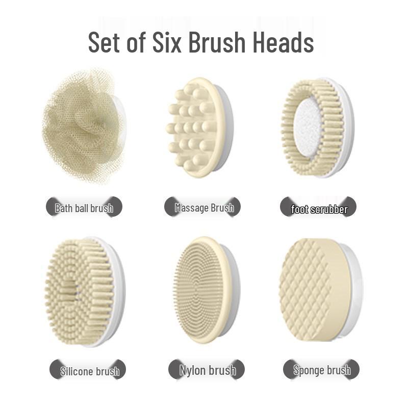 Rotating Electric Waterproof Back Scrubber with Long Handle & Exfoliating Brush.