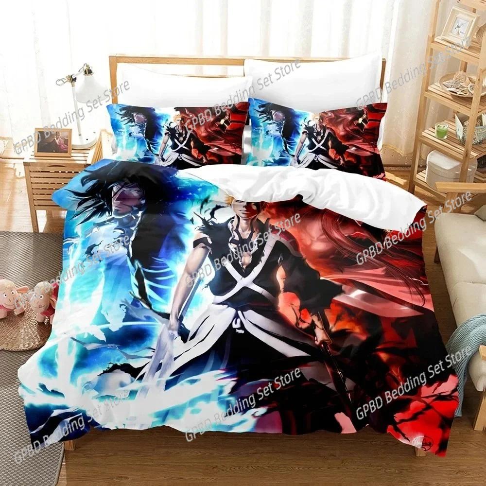 3D Print Anime Bleach Kurosaki Ichigo Beding Set Bedrom Soft Modern Bedspreads Comefortable Soft Duvet Cover Comfortable Quilt Cover Pilowcase
