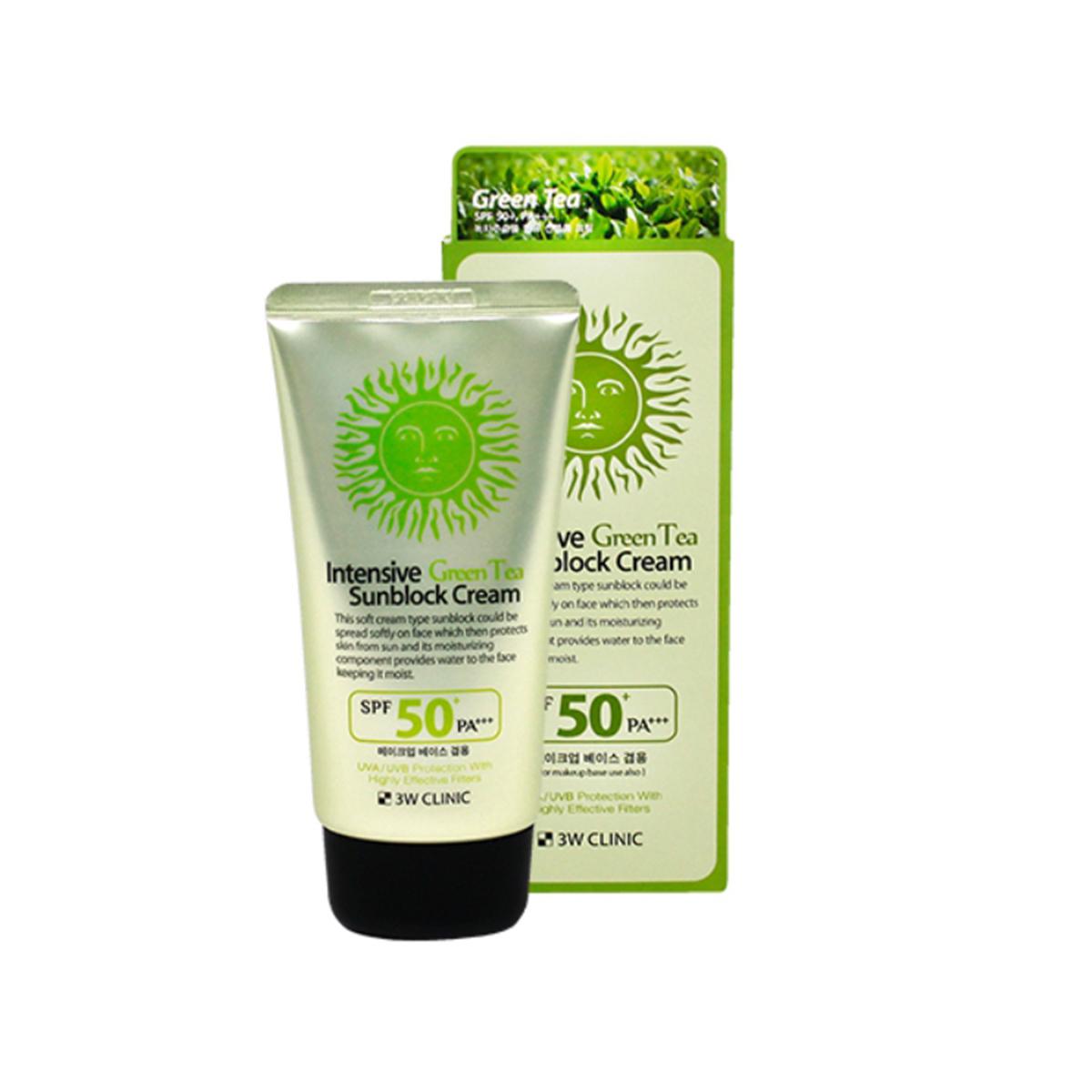 

3W Clinic Intensive Green Tea Sunblock Cream for Makeup Base Use (70ml 2.36fl oz.) Regular белый
