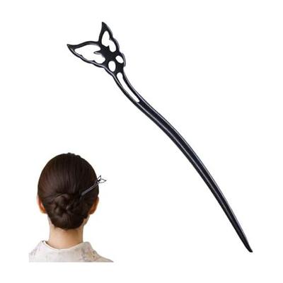 Kanzashi Natural Wood Hairpin, Ebony Wood Hair Stick, Handmade Hair Ornament for Hairstyles, Single Hairpin, Japanese Accessories for Coming-of-Age