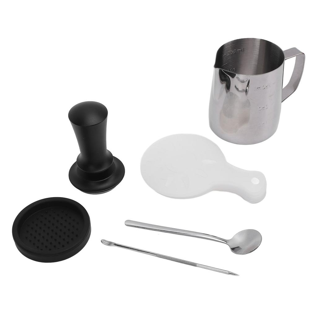 21PCS Kaffee Tamper Set Edelstahl Aufschäumen Krug Tamper Matte Kaffee Rührer Kaffee Schablonen