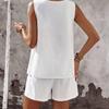 Women's Casual And Fashionable Round Neck  Sleeveless Shorts Two-piece Set