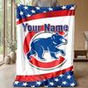 Chicago Cubs Benutzerdefinierte Flanell-Kuscheldecke Drucken Sie Ihren Namen Text Weiche Warme Decke Weihnachtsgeschenk