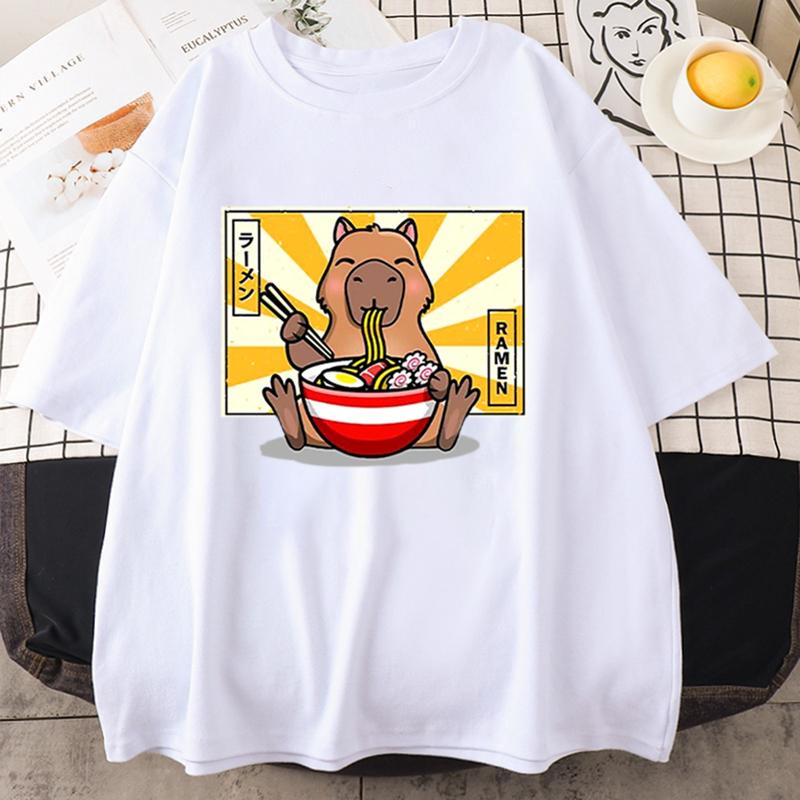 Capybara T-shirts Casual Women Men Clothes Oversized Short Sleeve Tees Summer Japanese Streetwear 90s Animal Graphic T Shirts