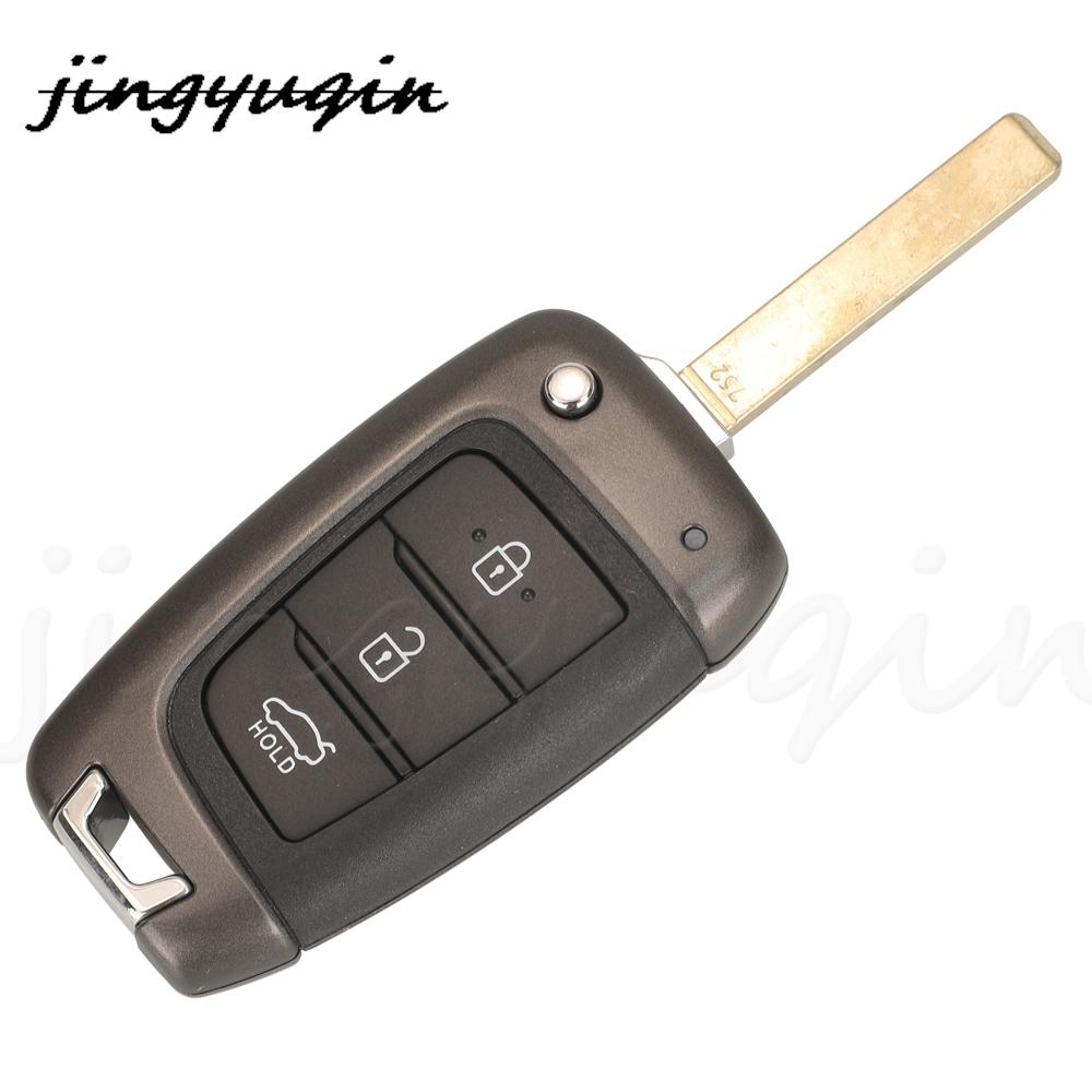 Jingyuqin Smart Remote Aute Flip Key Shell Case For Hyundai Accent Elantra Kona Santa Fe Tucson Veloster Car Accessories