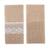 10Pcs Burlap Tabbleware Holder Lace Silverware Bag Lightweight Napkin Bag  Wedding Party