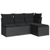 Vidaxl 4-Cz. Garden Lounge Set, Cushions, Black PE Rattan