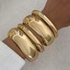 SHIXIN 4 Pcs/Set Punk Glossy Metal Large Round Chunky Bangle for Women Exaggerated Smooth Multilayer Stacked Wide Bracelet Men