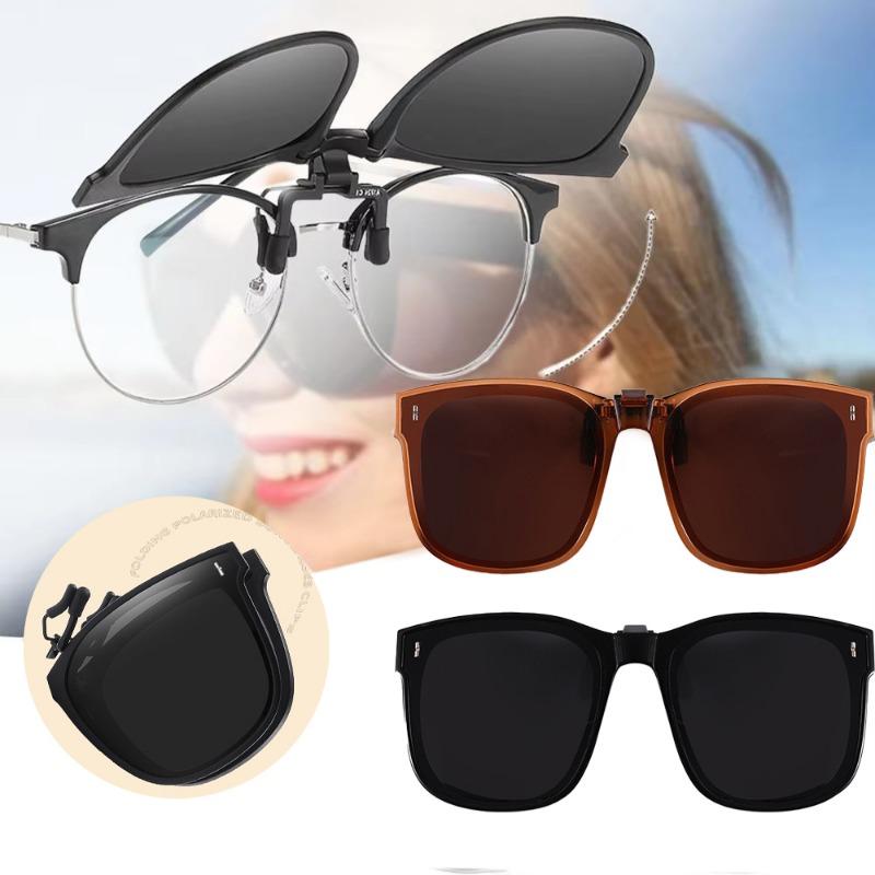 Non-polarized Foldable Clip On Sunglasses Fashion Lightweight Folding Square Sunglasses Clips