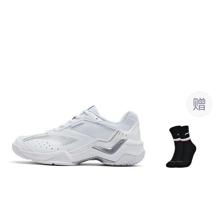 Li Ning Thunder Sonic Boom Cushioning Slip Resistant Breathable Low top Badminton Shoes Unisex White Silver AYTV005-4