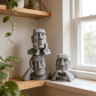 3pcs Artistic Moai Fun Sculptures Is Perfect for Home Bookshelves and Tabletops Unique Personalized Gift for Statue Enthusiasts