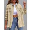 Damska Jeansowa Kurtka z Kapturem Luźny Krój Oversize Streetwear Długi Rękaw Z Efektem Zniszczenia