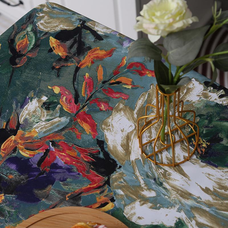 Luxury Retro Oil Painting Art Tablecloth Home Kitchen Banquet Dust-proof Table Mat Rectangular American Style Tea Table Cover