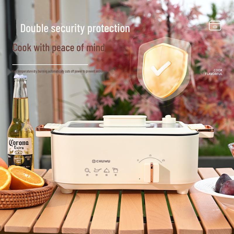 Compact Electric Hot Pot & Grill: Multi-Function Non-Stick Cookware for Steaming, Frying, and BBQ