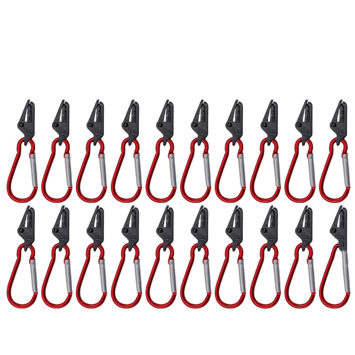 20pcs Tarpaulin Clips Set, Windproof Clips with Carabiner, Awning Clips Set for Outdoor Camping Caravan Canopy Tent Red