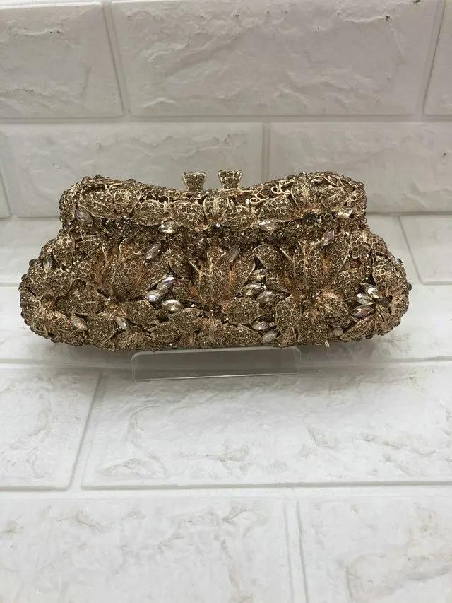 

Boutique De FGG Fancy Women Flower Clutch Purses and Handbags Formal Dinner Crystal Evening Bags Wedding Bridal Rhinestone Bag Mini Clutch