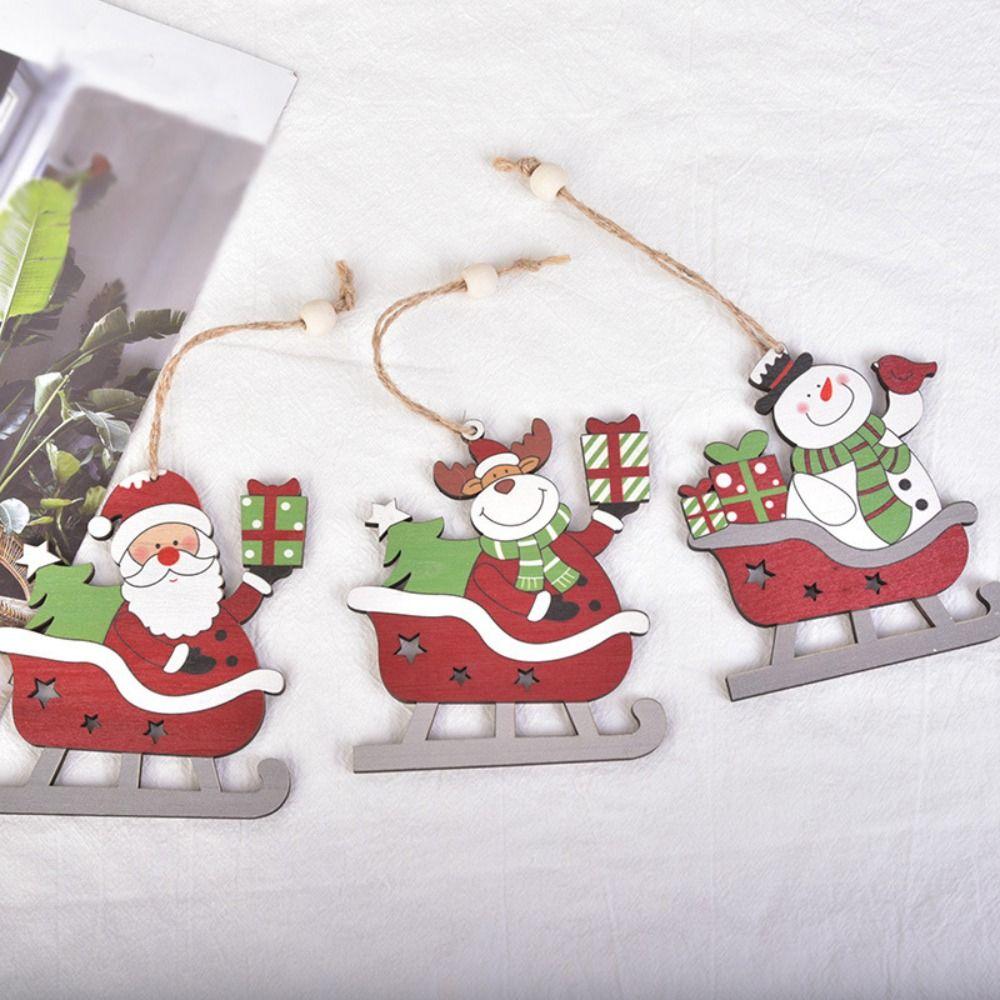 Snowman Deer Wooden Santa Hanging Ornaments Wooden Christmas Snowman Pendant  Christmas Gifts