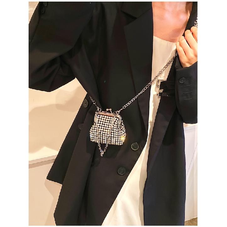 Trendy Mini Rhinestone Kiss Lock Crossbody Bag For Girls Cute Punk Evening Shoulder Purse With Detachable Metal Chain Strap Ideal For Parties Outings