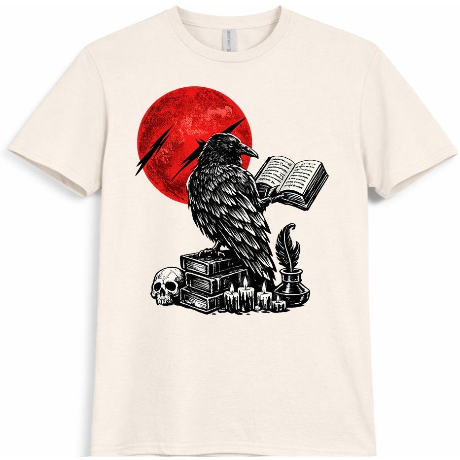 Gothic Raven T Shirt Moon Dark Fantasy Crow Skull Occult Art Shirt Tee S