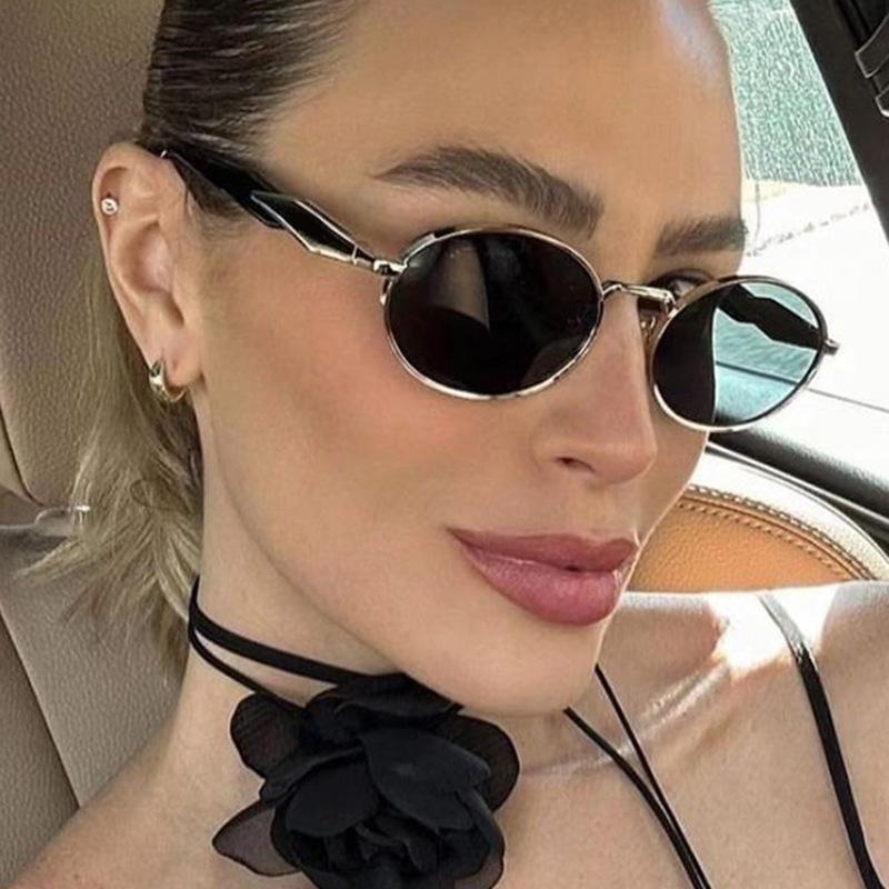 Ruiao Fashion Oval Sunglasses for Women Luxury Designer Metal Frame UV400 Sun Protection Shades Brand New Arrival Eyewear