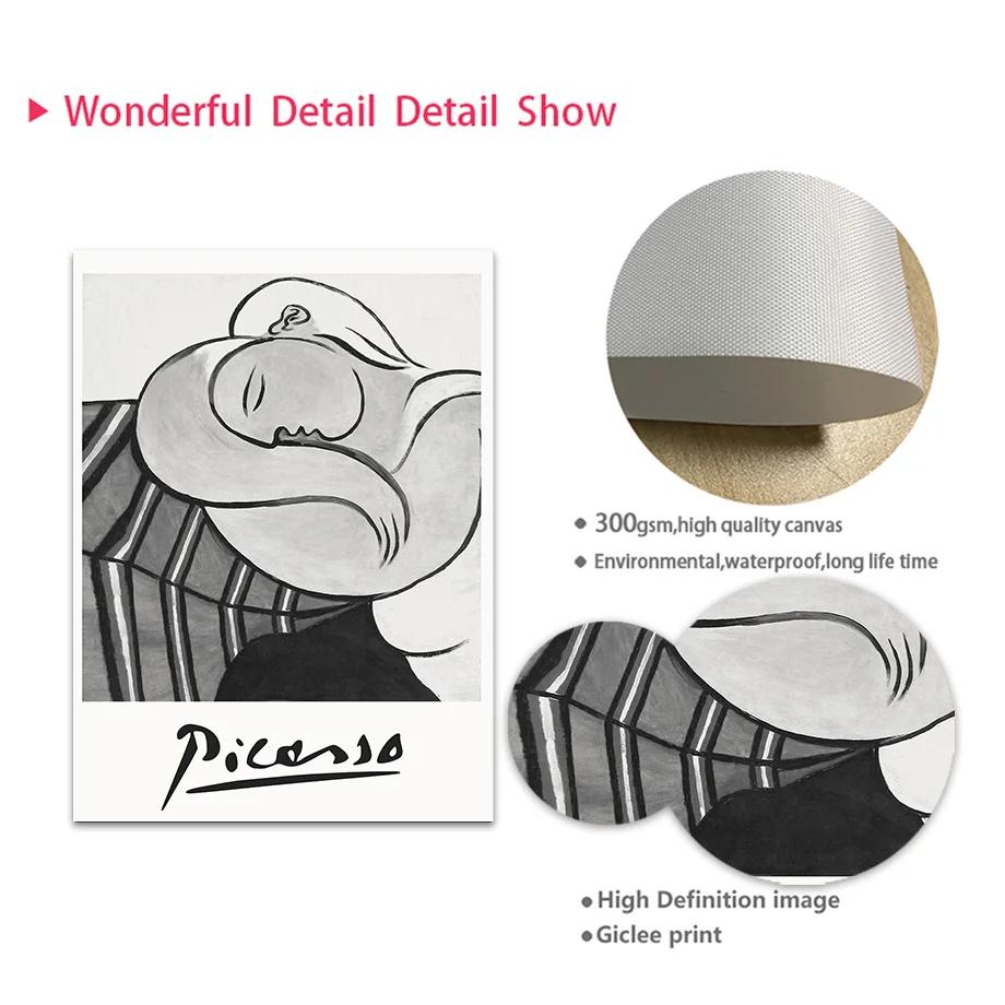 Abstract Line Woman Face Bird Dog Picasso Wall Art Mural Canvas Painting Posters And Prints Wall Pictures For Living Room Decor