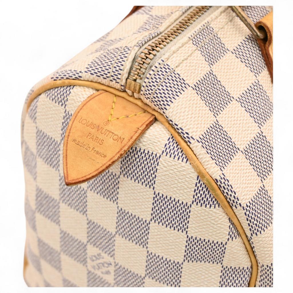 Auth LOUIS VUITTON Damier Azur Speedy 25 Boston Bag Handbag PVC N41371 lv5557nj