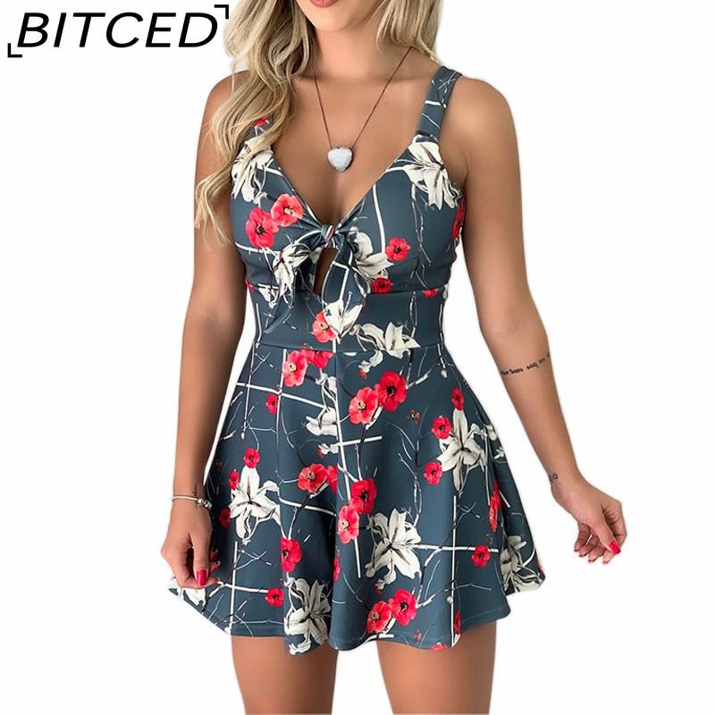 BITCED Moda feminina casual cor sólida estampa verão primavera sem mangas suspensórios calças macacões e macacões