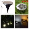 1PC/4PCS 8 LED Outdoor Solar-Powered Lawn Pin Lamp with Warm White Light Stainless Steel Yard Garden Light Decoration