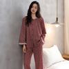 Pajamas women's spring and autumn pure cotton long-sleeved high-end elegant mother large-size loungewear autumn and winter plaid noble suit