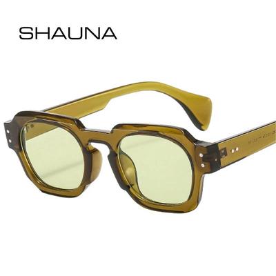 SHAUNA New Square Sunglasses Women Fashion Clear Ocean Lens Eyewear UV400 Vintage Men Rivets Punk Sun Glasses