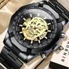 BINBOND Skeleton Skull Design Precise Quartz Wristwatches For Men Luxury Luminous Waterproof Auto Date Men's Watch Sturdy Reloj