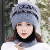 Fur Rex Rabbit Hair Hat Women's Winter Neck Cover Two-piece Warm Korean Version Fashion Beautiful Mom Snow Hat Travel