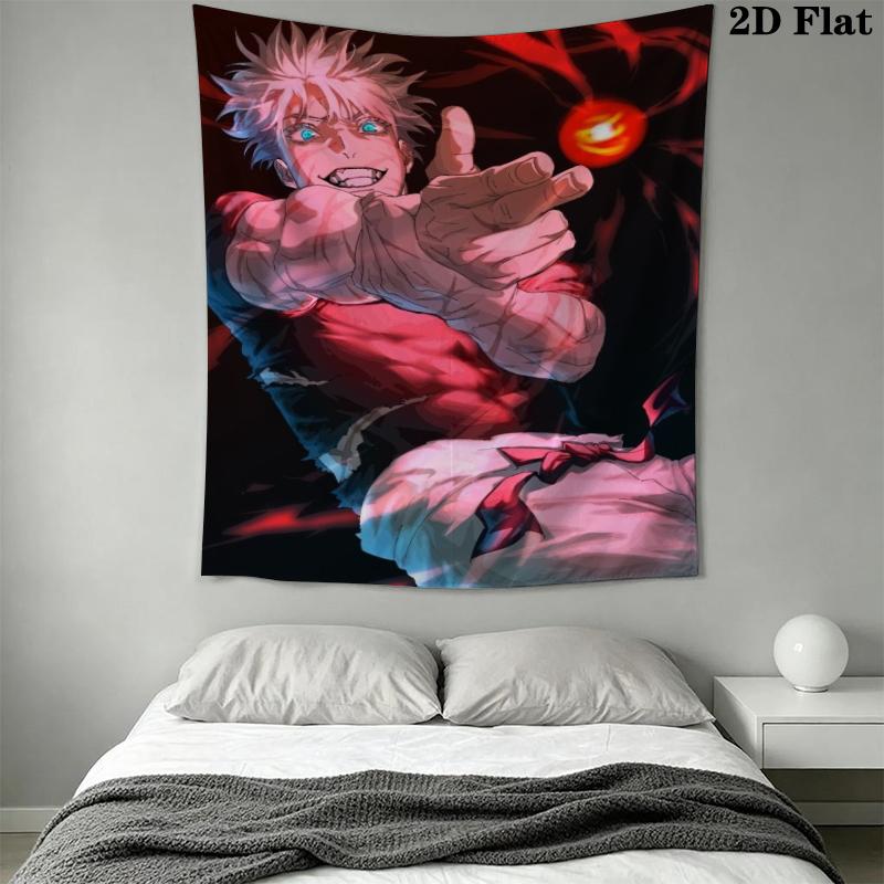 Jujutsu Kaisen Wall Tapestry Aesthetic Wall Hanging Printed Fabric Blanket Decorative Tapestries for Bedroom Living Room Home Decor