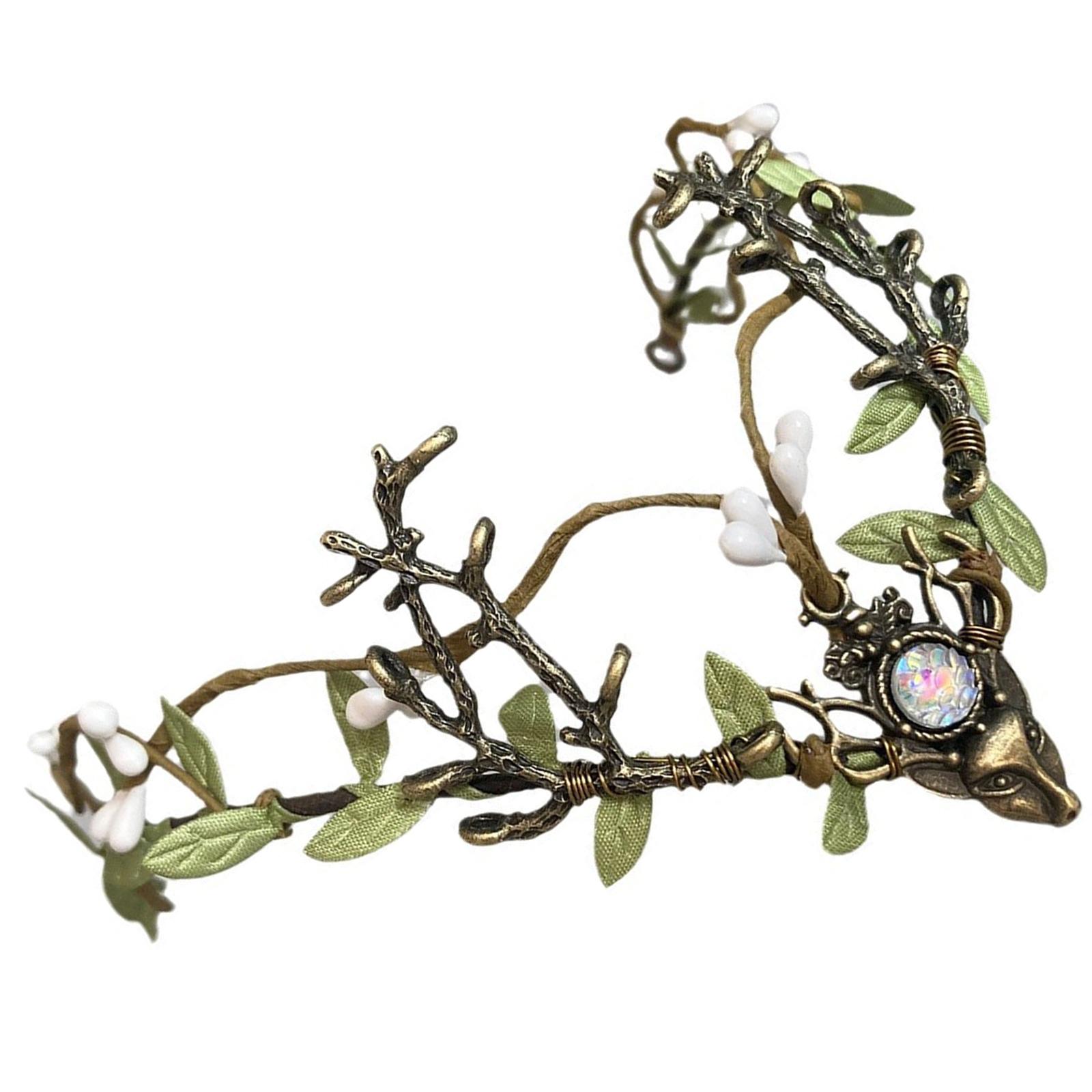 

Головной убор в виде рогов виноградной лозы для причесок на природе, удобный обруч для свадеб, фестивалей и фотосессий B