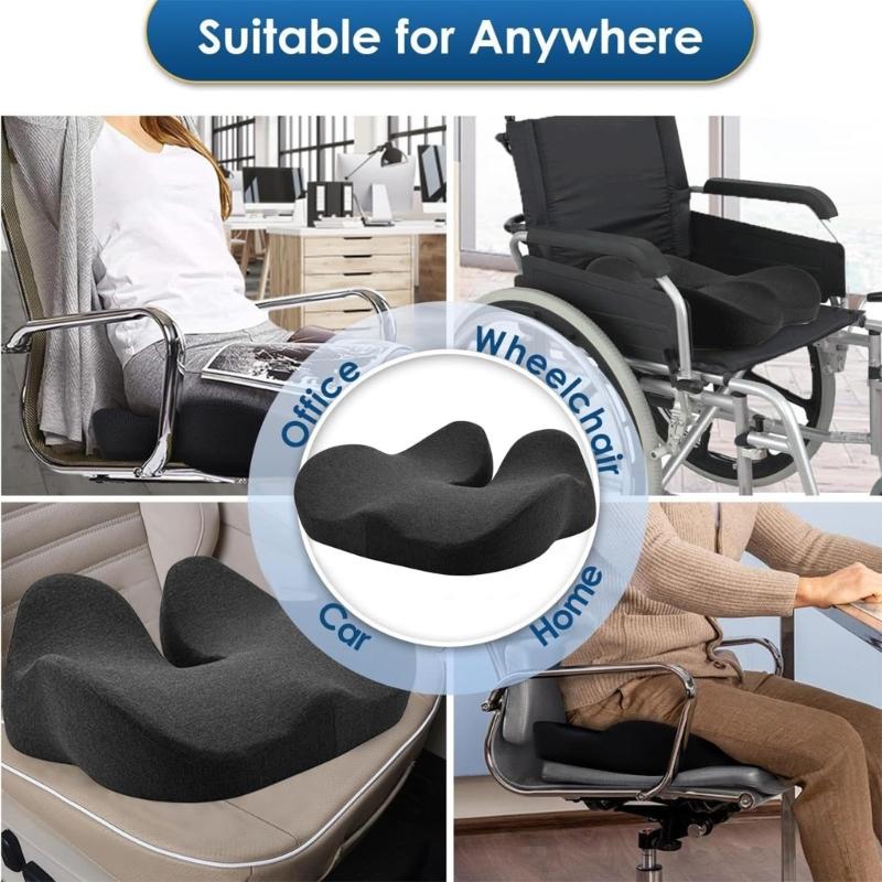 Ergonomic Coccyx Pillow with Removable Washable Cover Support for Long Sitting Hour Office Car